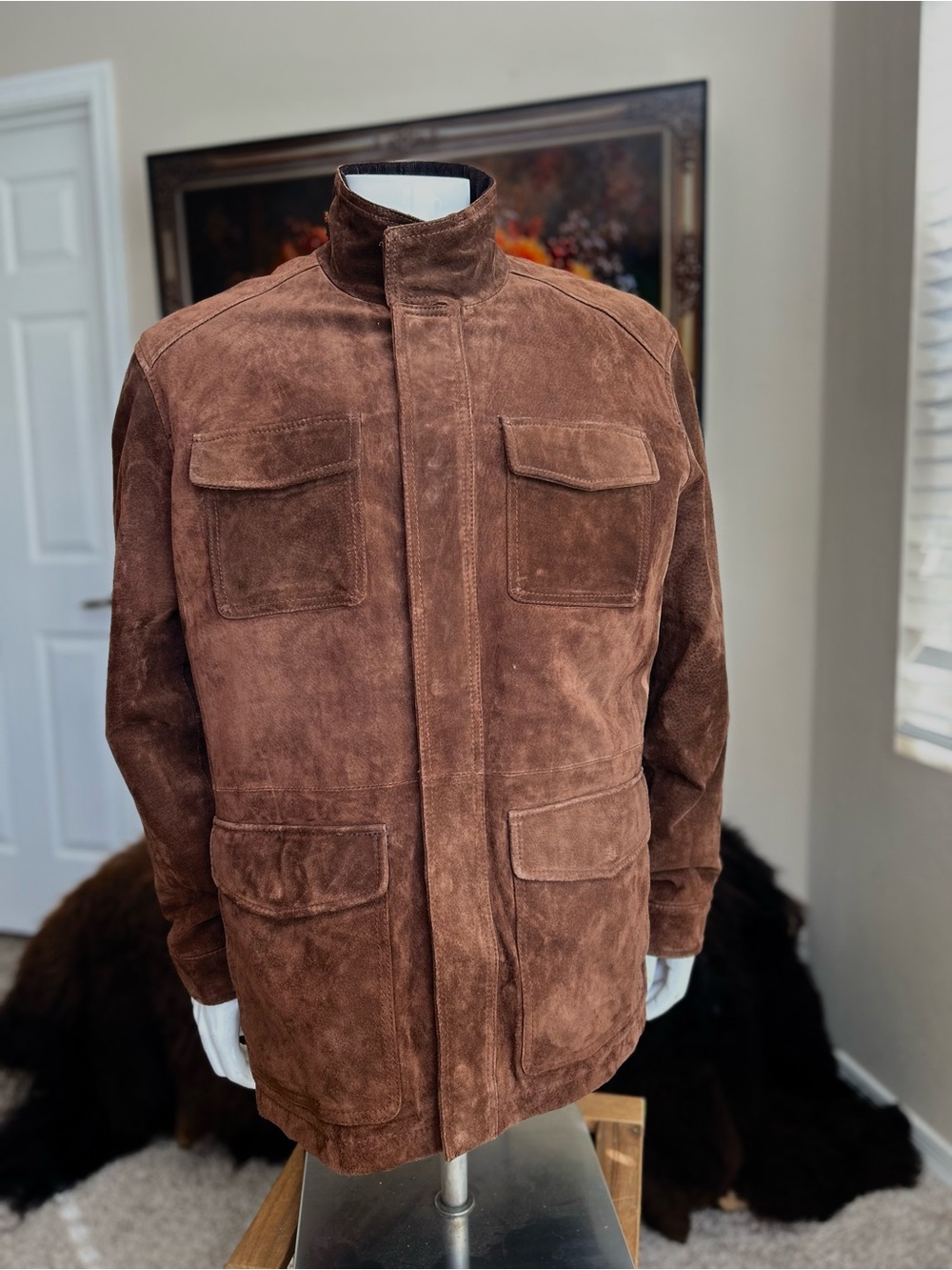 Roundtree & Yorke Brown Suede Field Coat